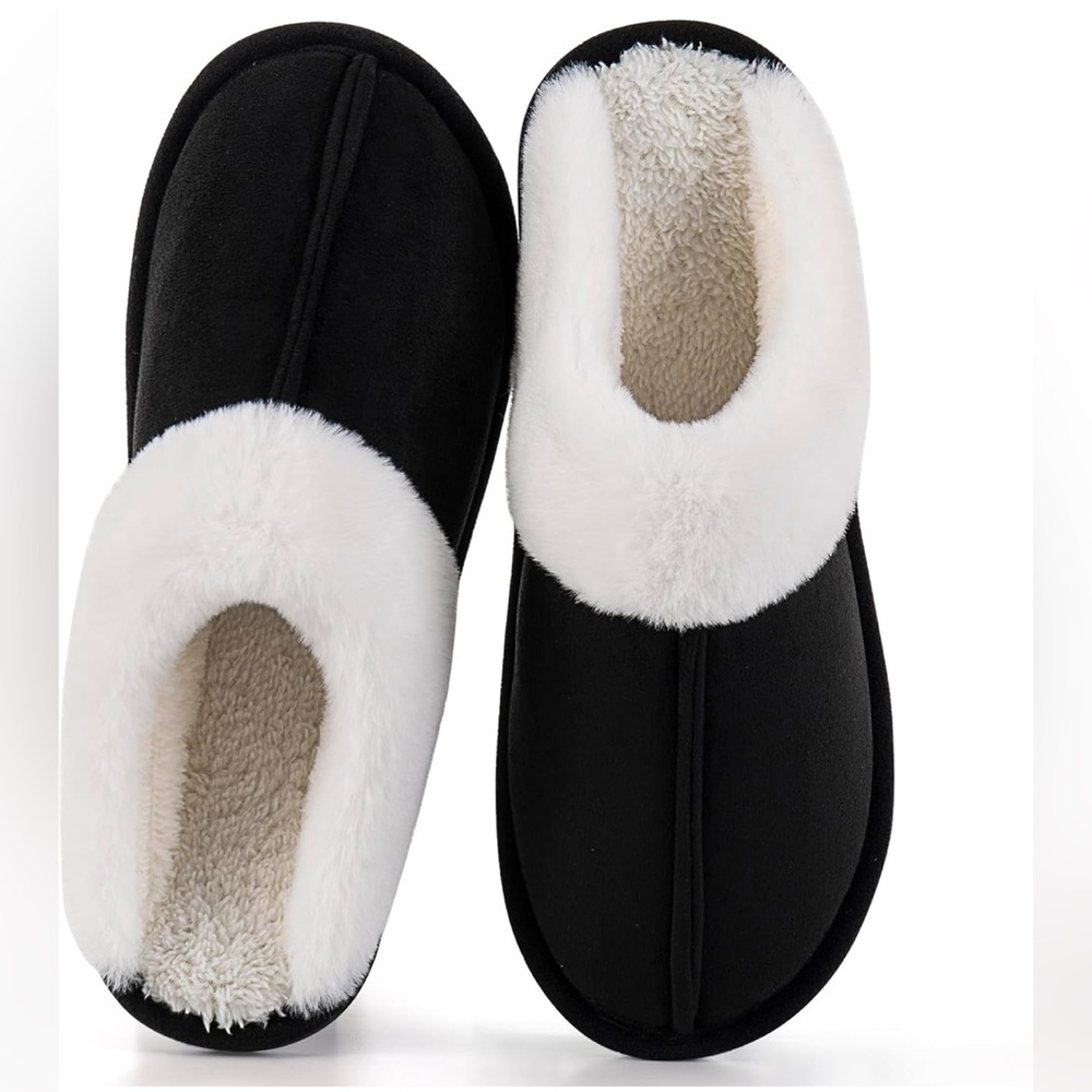 Fuzzy fur trim slippers